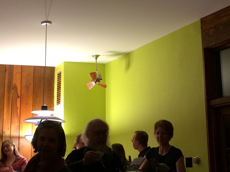 "Ceiling White" would have been a disaster in this room with this sunny, bright pear green. Most paint stores can make ceiling flat paint into any white. You can have the right white on your ceiling. Don't throw away that wall!