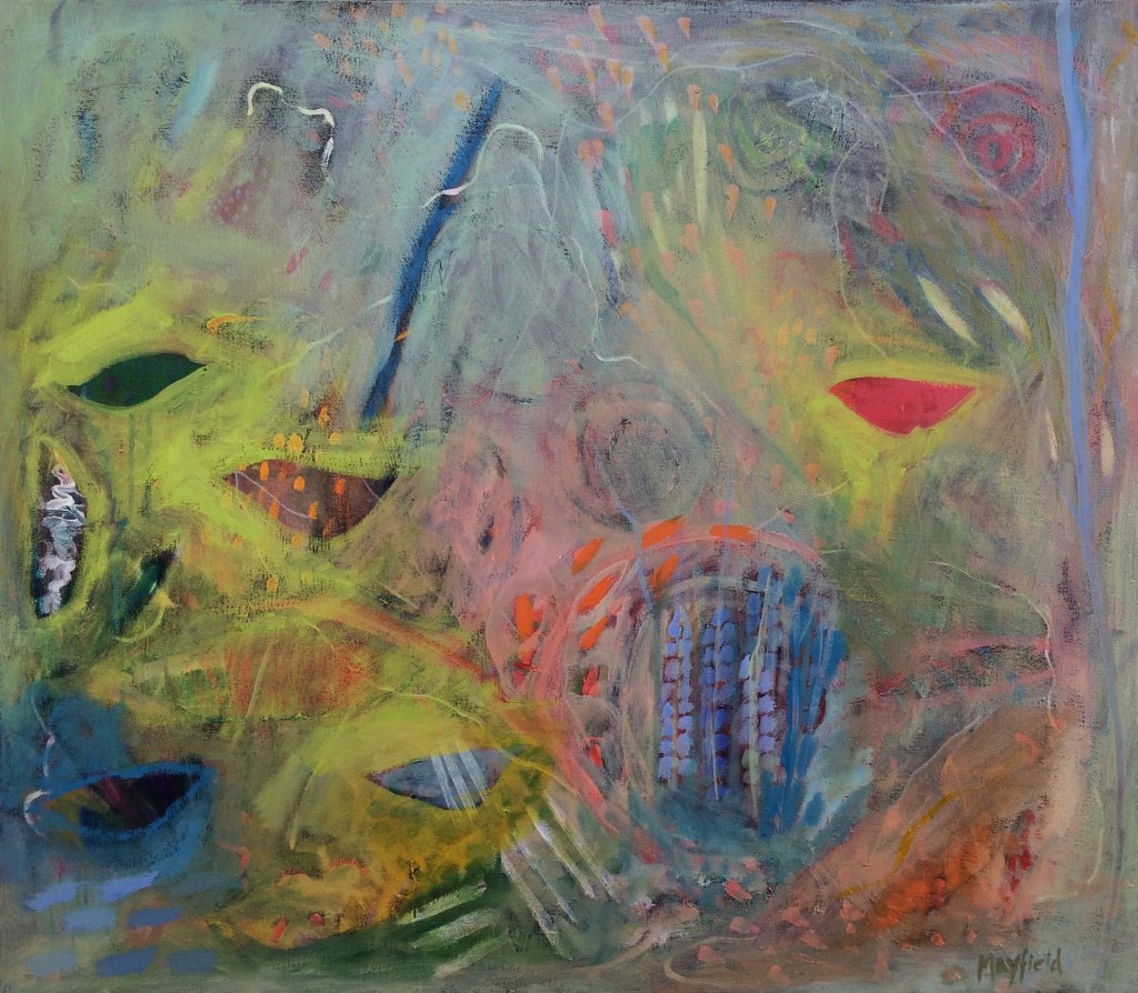 The Lupine Came Up 26x24 o/c. From the series My Pennsylvania Garden. ©Barbara Mayfield 2017