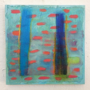 Tall Trees, 12'x12' oil on handmade paper on panel, ©Barbara Mayfield 2017