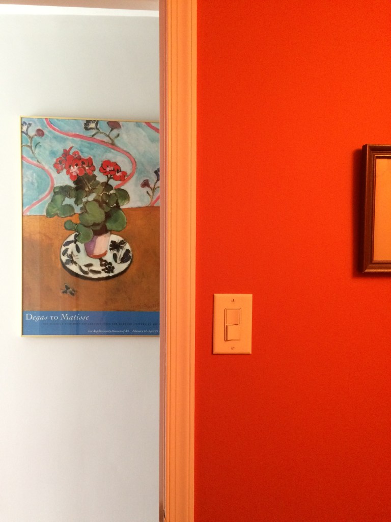 Sometimes we take inspiration from the artwork when choosing a wild color for a powder room!