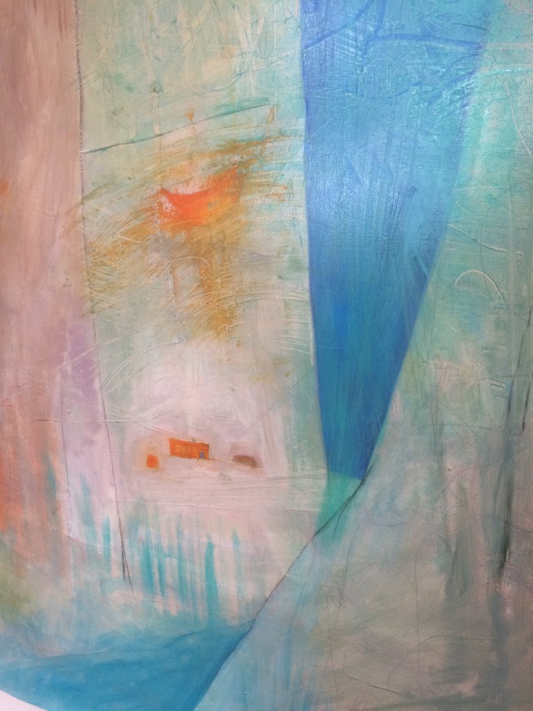 Life in the Canyon, from the Land of Enchantment series. Approx 54x60 mm on Arches paper ©2018 Barbara Mayfield