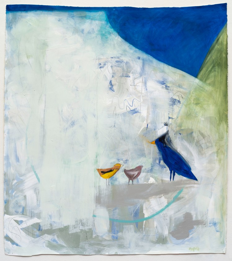 White Mesa, mixed media on paper, approx 48x54. AKA Finch, Jay and Grosbeak